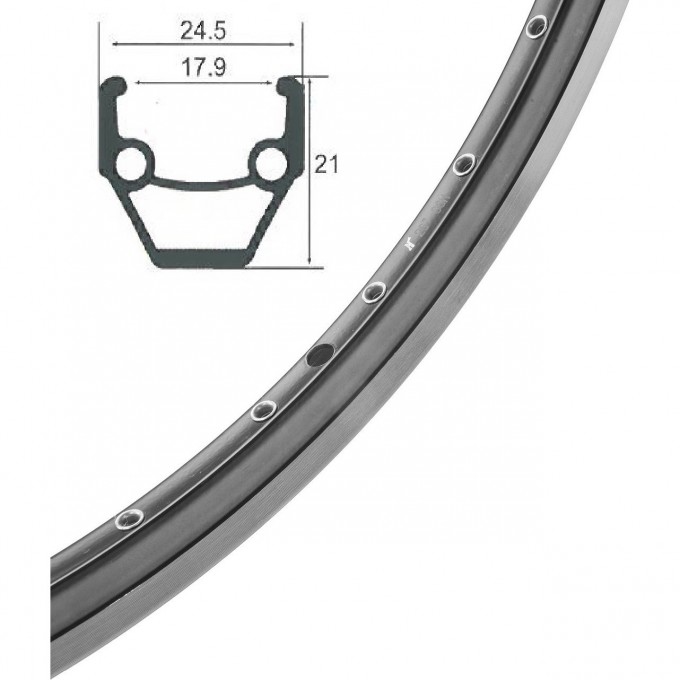 Обод 26" HLQC-02AB 14Gх36Н двойной фрезерованный пистонированный, черный 330135