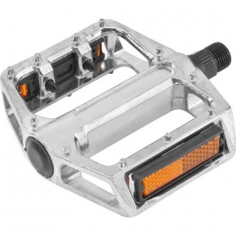 Педали BLF-B4 ось 9/16" со светоотражателями, алюминиевые серебристые